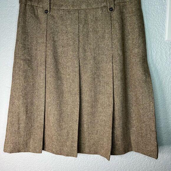New! Lavinia Club Pleaded Preppy, Academia Gold Metallic/Brown Skirt Sz Small - Picture 7 of 11